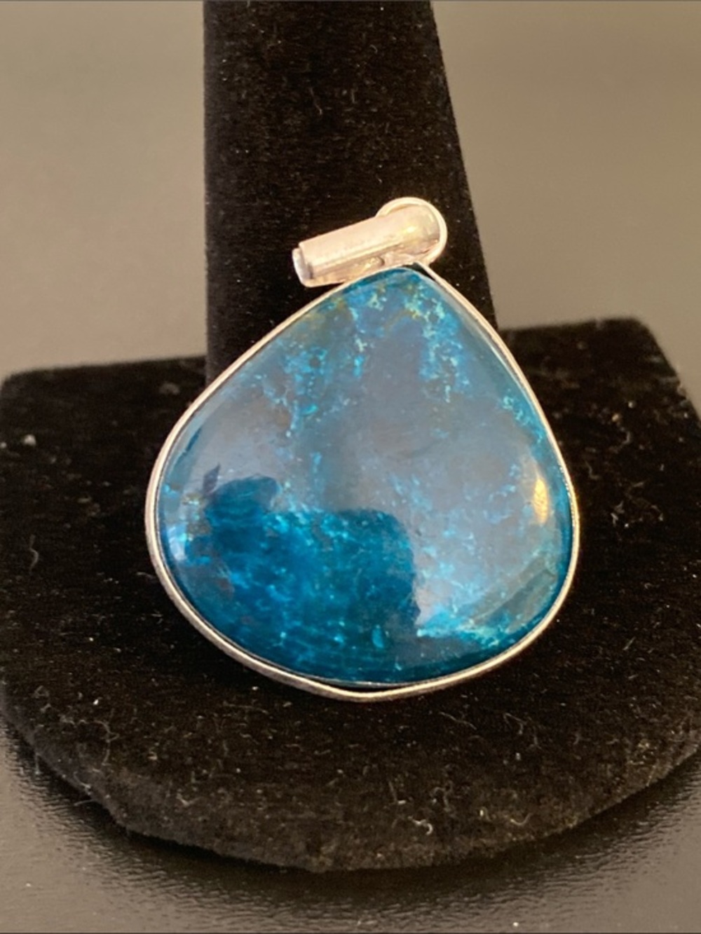 Blue Teardrop Pendant Necklace - Sterling Setting